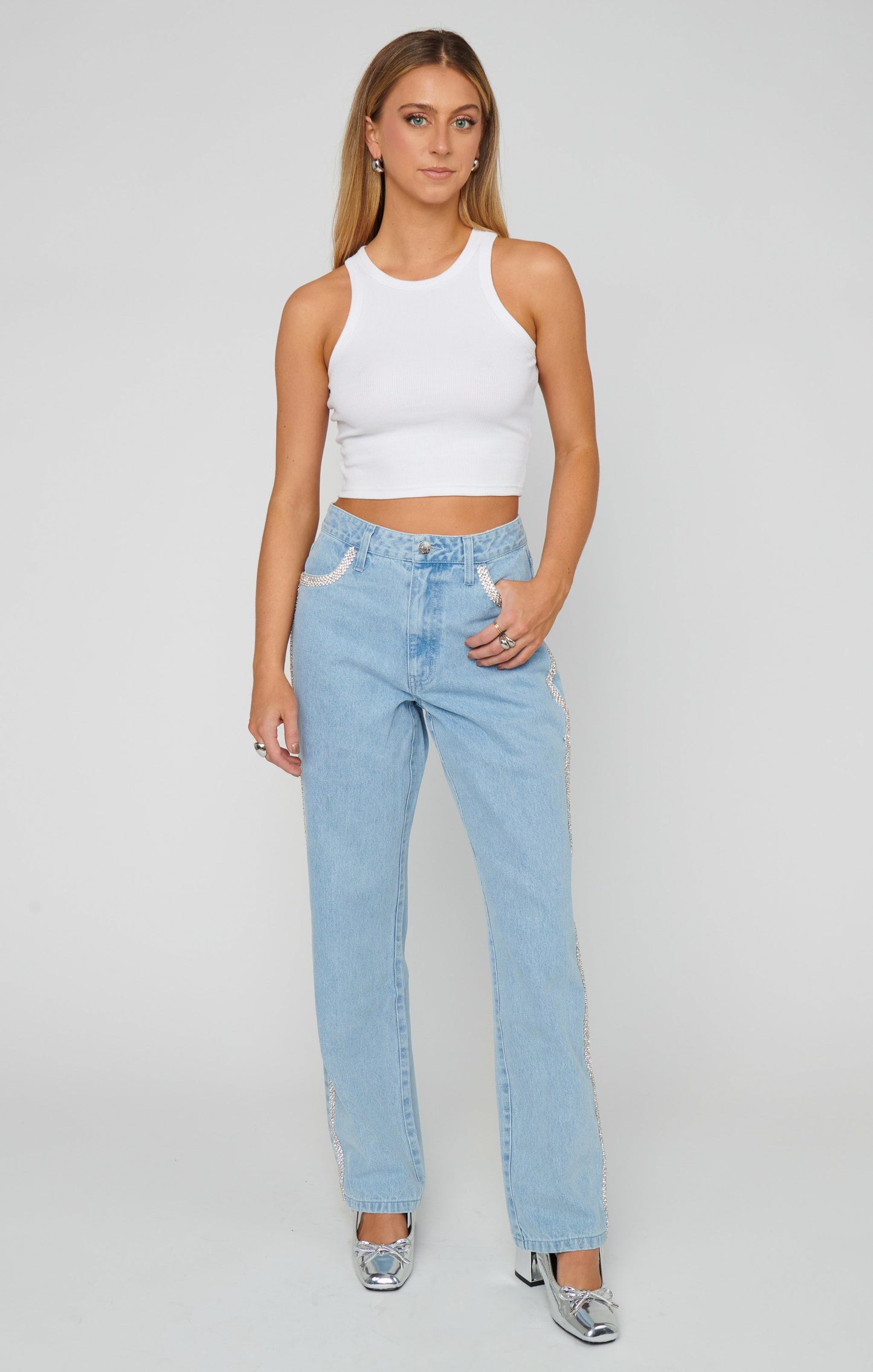 Icon Jeans ~ Indigo with Rhinestone Trim