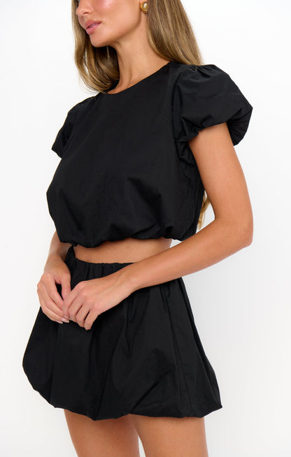 Highland Crop Top ~ Black Poplin