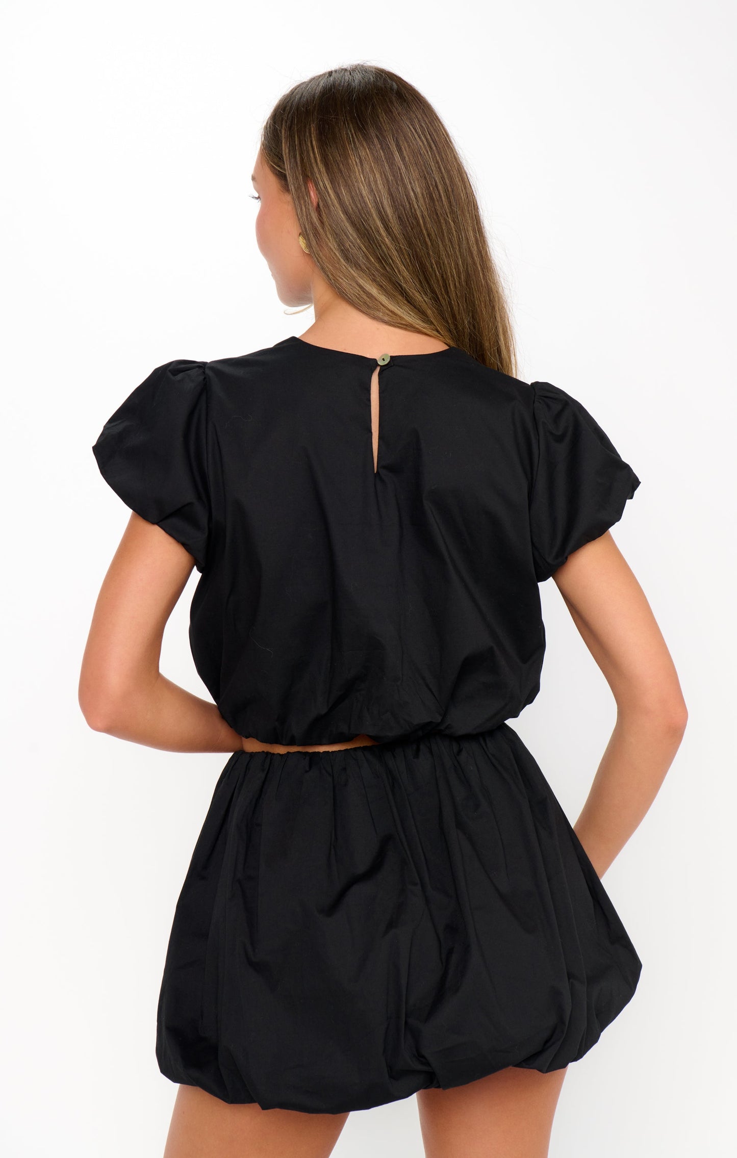 Highland Crop Top ~ Black Poplin