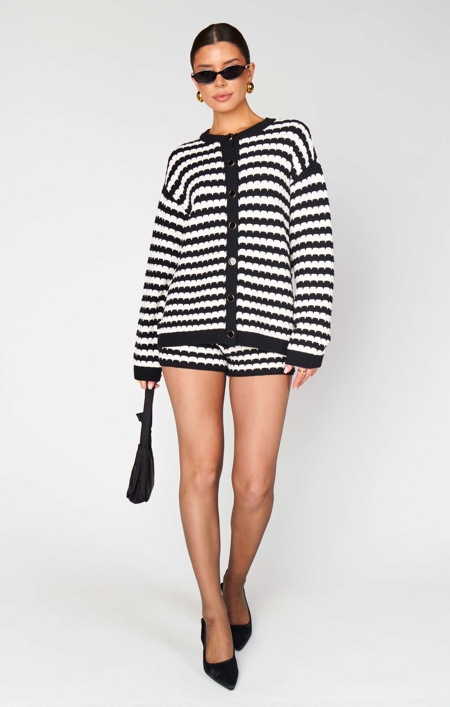 Inez Shorts ~ Black and White Stripe Knit