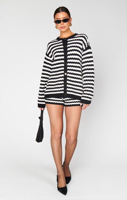 Inez Shorts ~ Black and White Stripe Knit