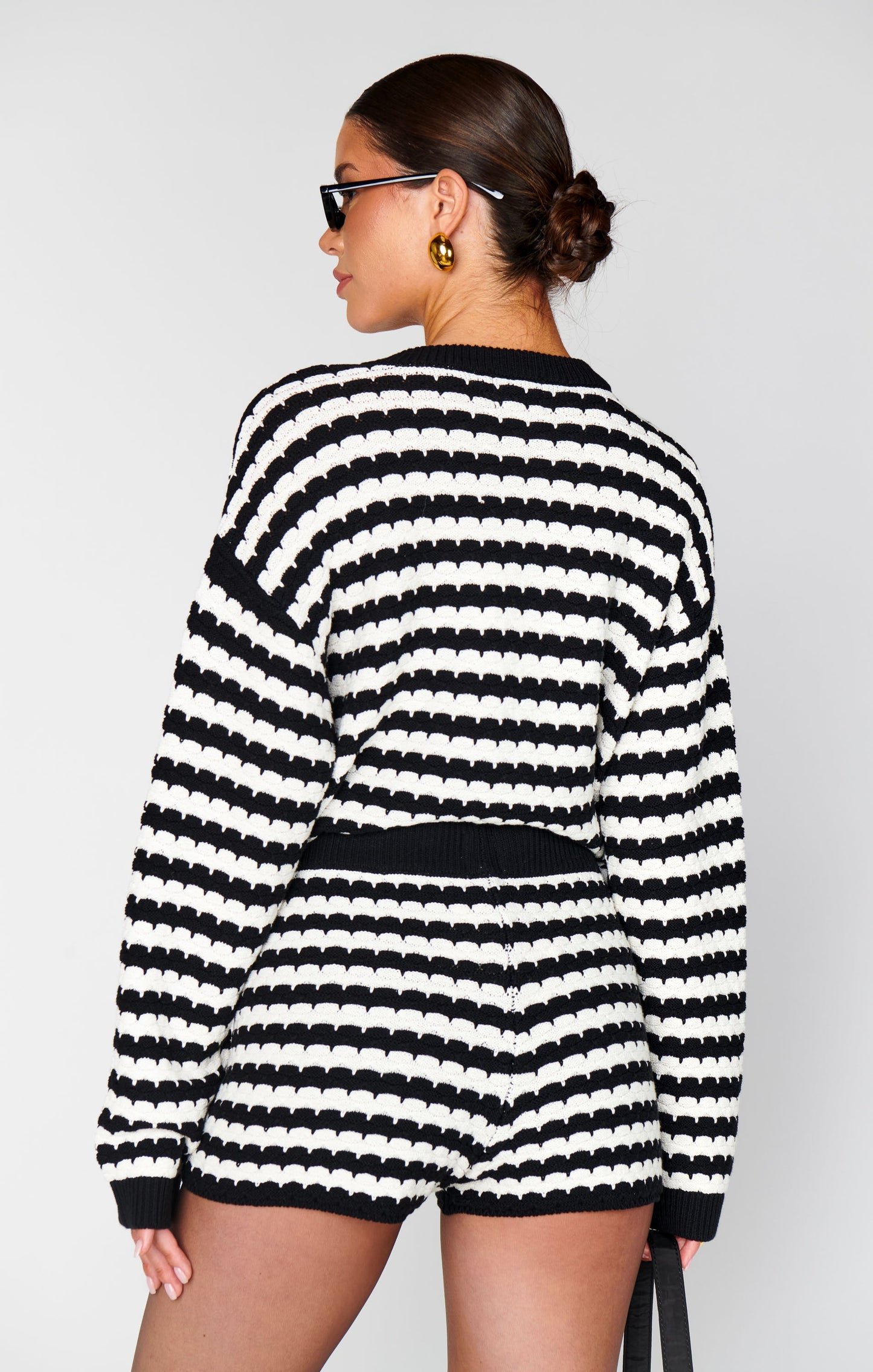Inez Shorts ~ Black and White Stripe Knit