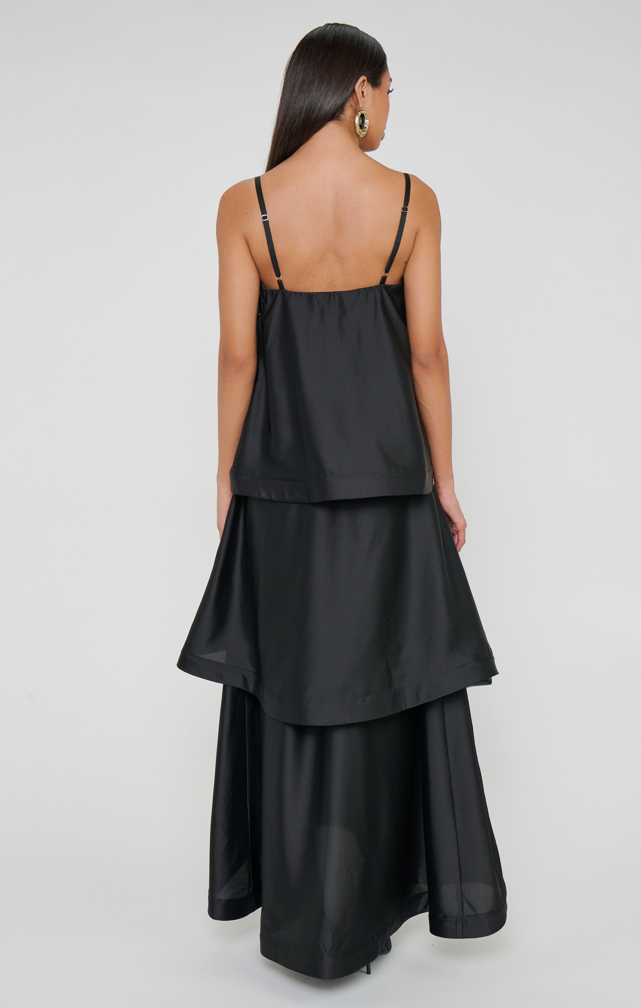 Ella Maxi Dress ~ Black Luxe Satin