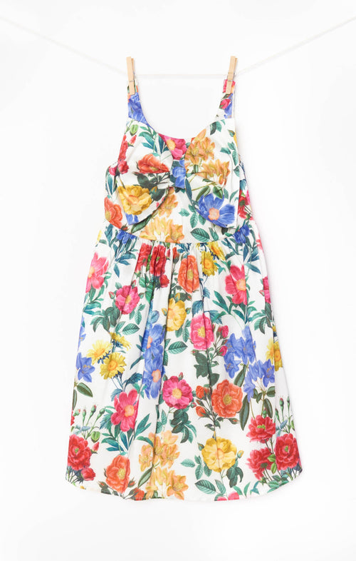 Bow Mini Dress ~ Charm Peony White Taffeta