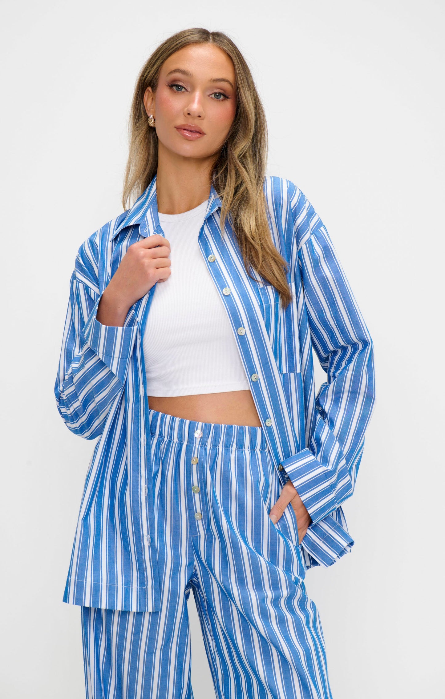 Braxton Button Down ~ Coastal Blue Stripe