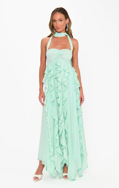 Gemma Ruffle Maxi Dress ~ Jelly Mint