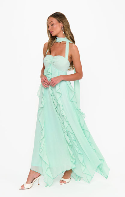 Gemma Ruffle Maxi Dress ~ Jelly Mint