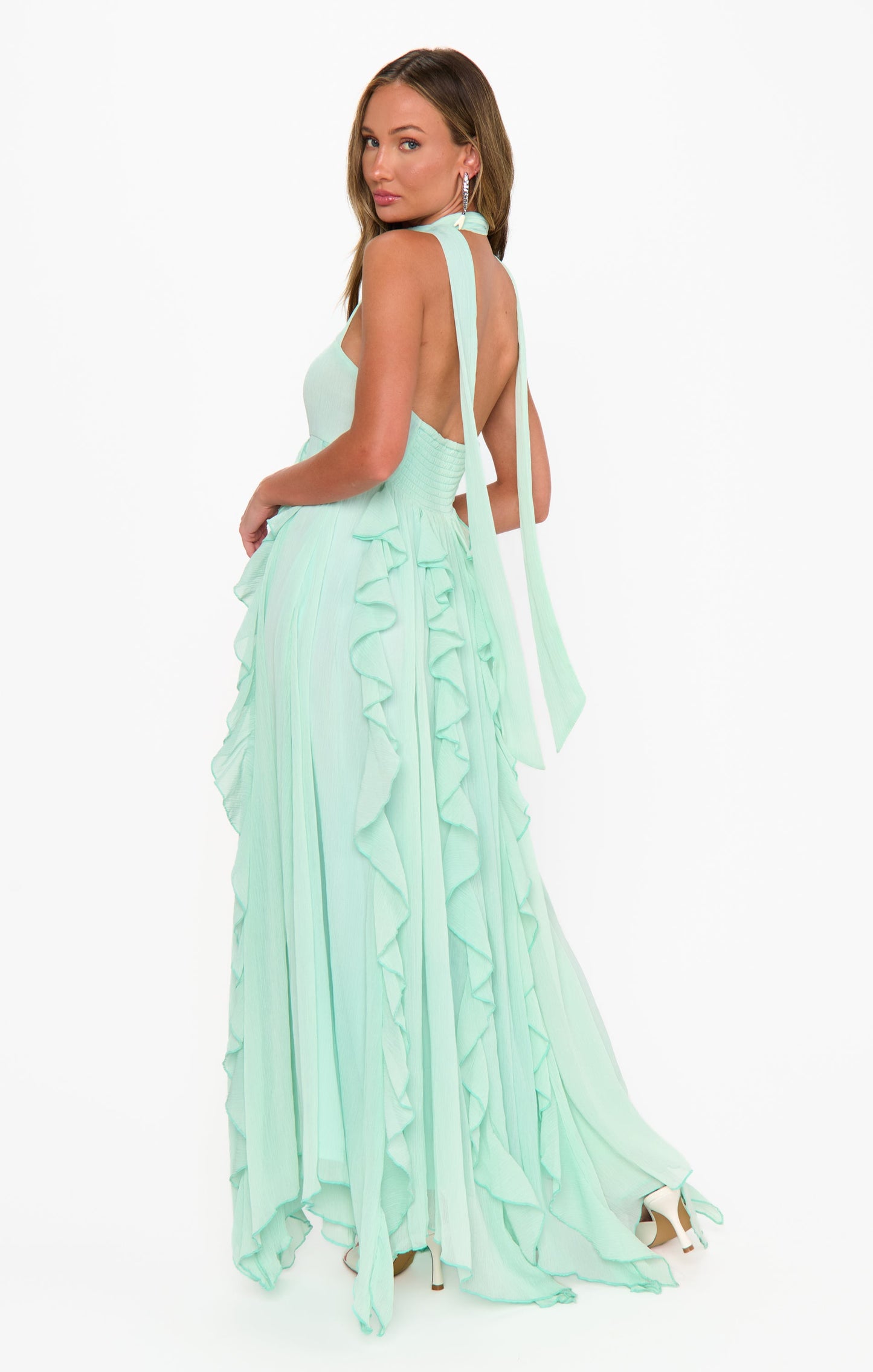 Gemma Ruffle Maxi Dress ~ Jelly Mint