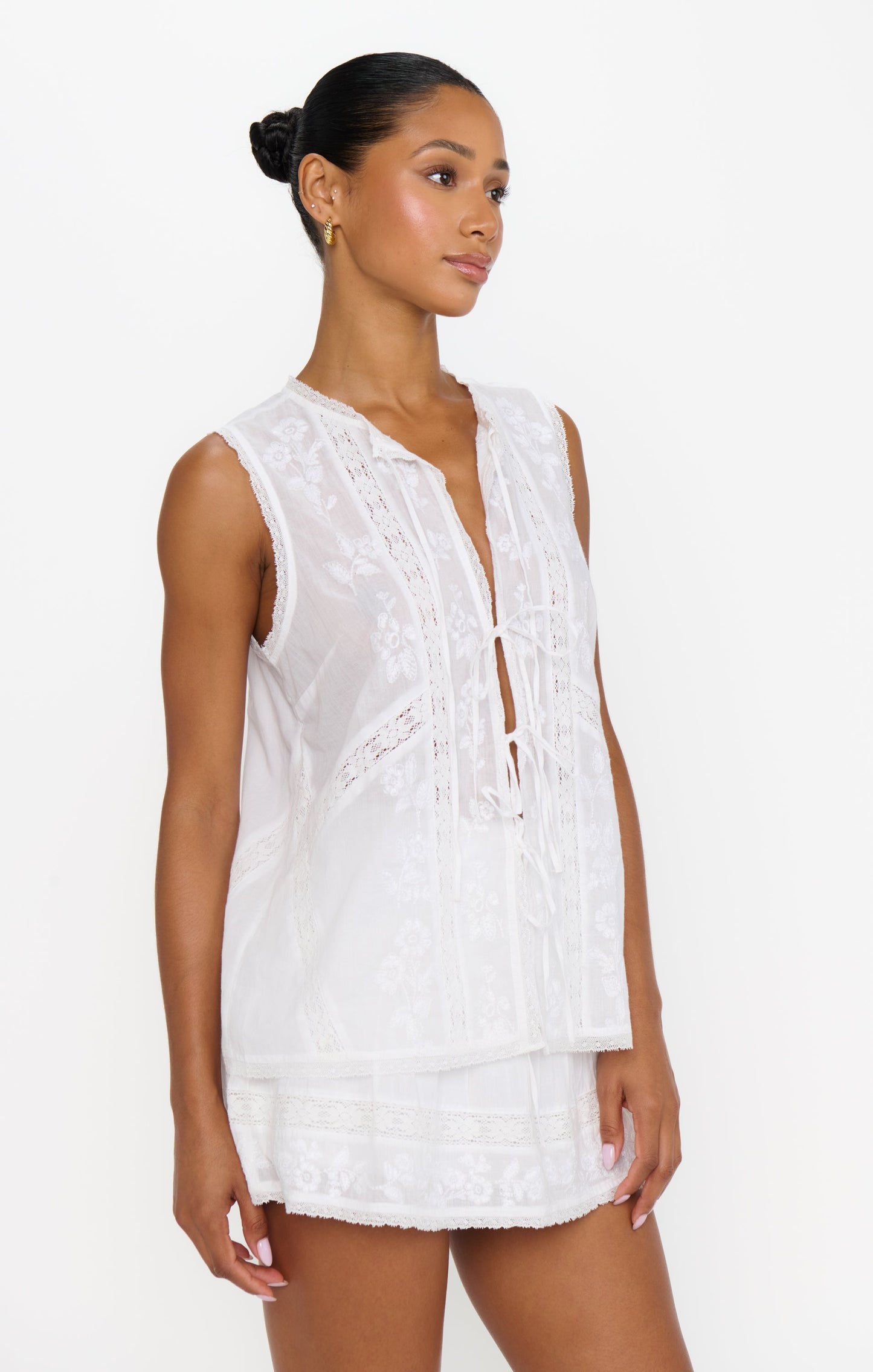 Camden Skort ~ Cream Voile Trim
