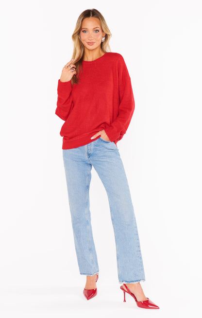 Feel Good Sweater ~ Red Knit
