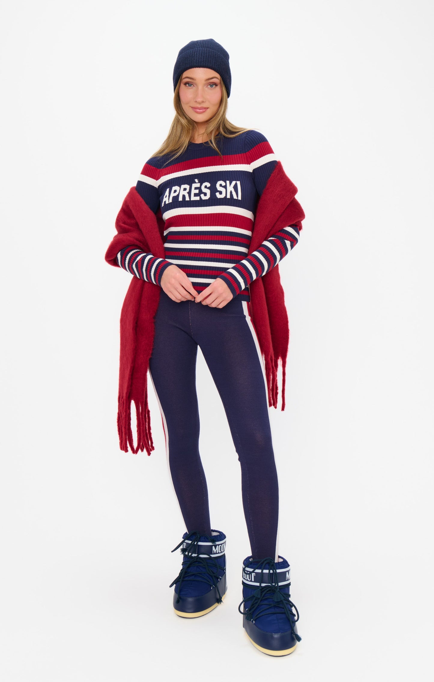 Cozy Leggings ~ Navy Race Stripe Knit