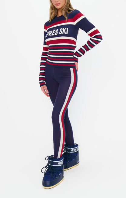 Cozy Leggings ~ Navy Race Stripe Knit