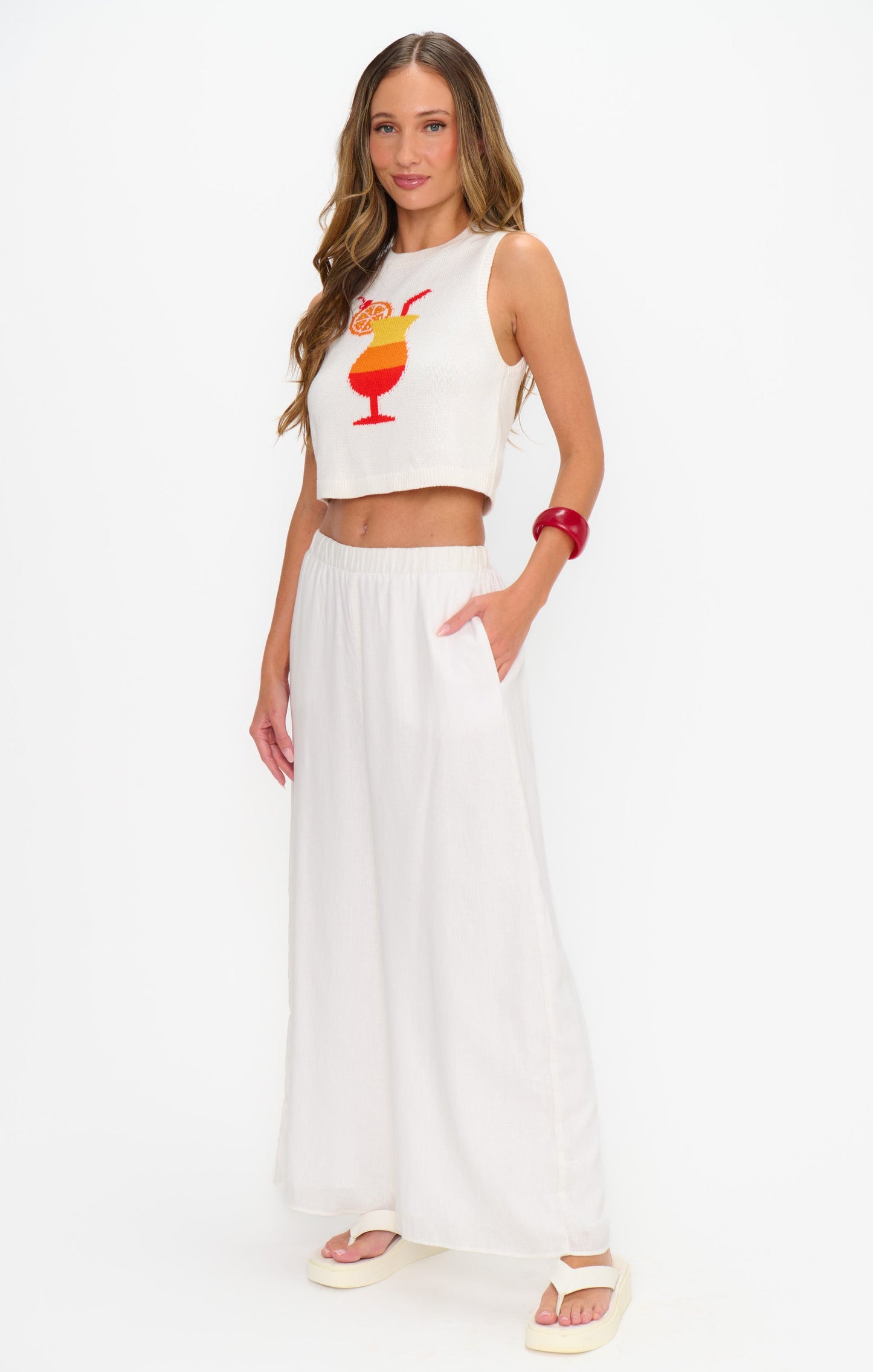 Kick Back Pants ~ White Linen