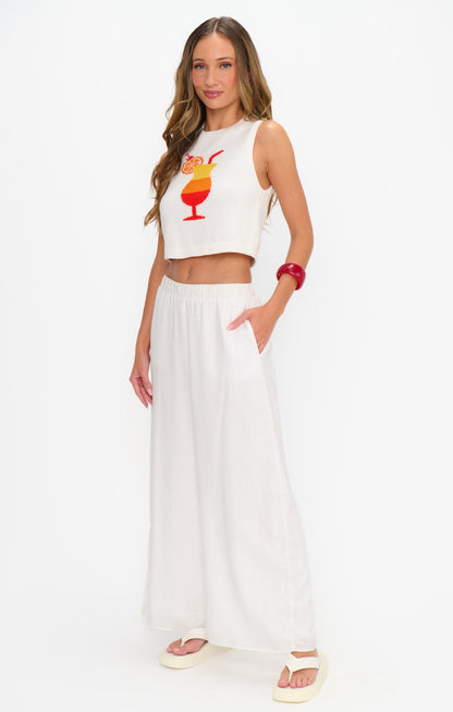 Kick Back Pants ~ White Linen