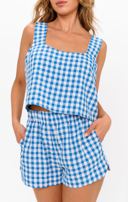 Hendrix Dolphin Shorts ~ Blue Bounty Gingham