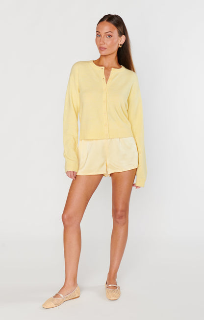 Glam Time Shorts ~ Pale Yellow Luxe Satin
