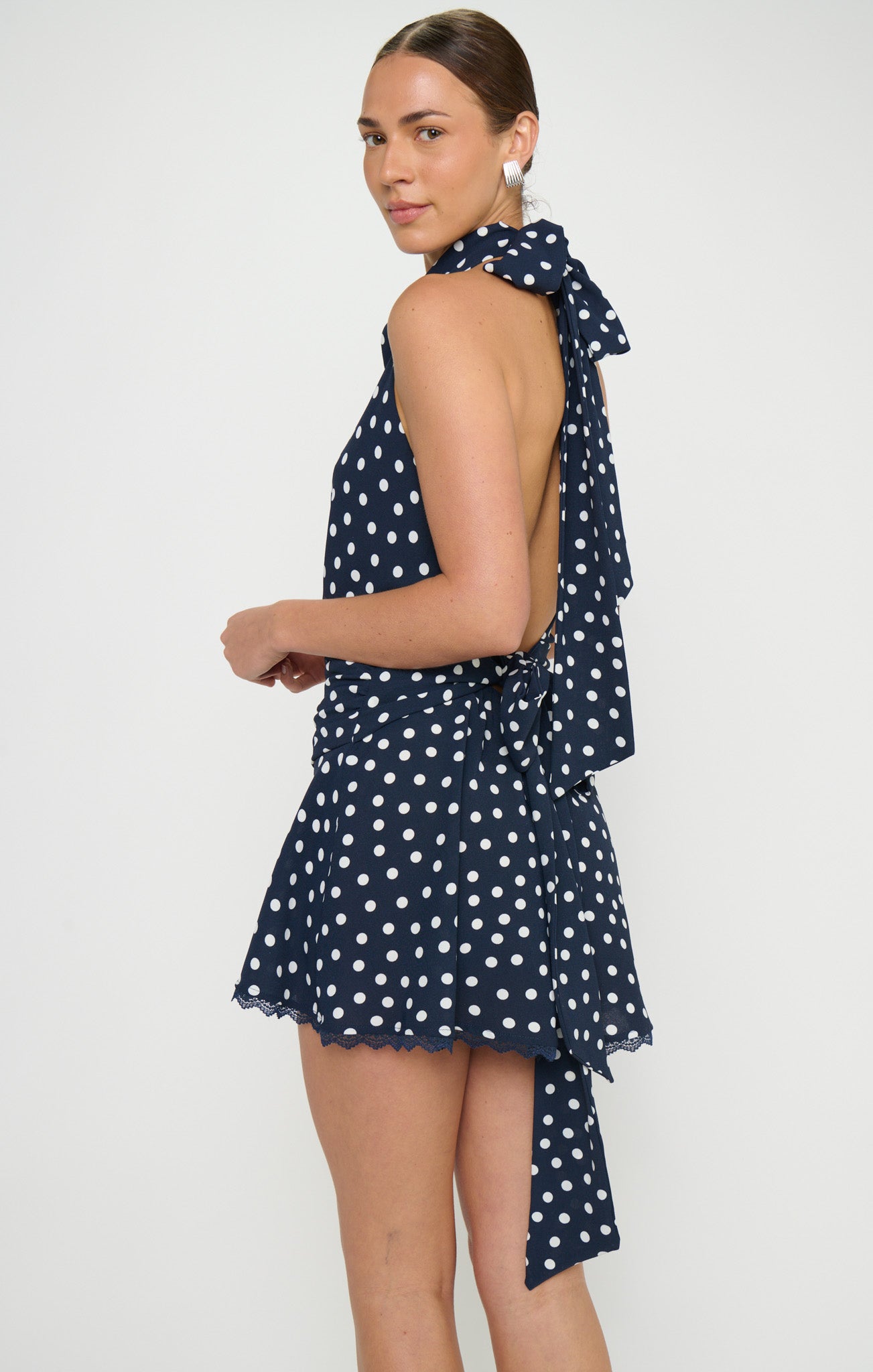 Brynn Mini Dress ~ Navy Polka Dot
