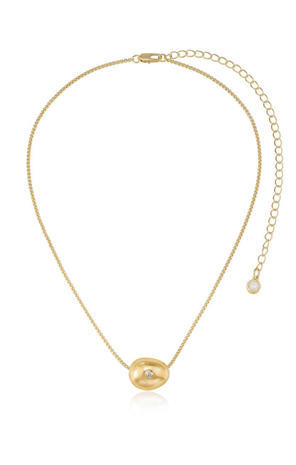 Ettika Crystal Dot Pebble Pendant Necklace ~ Gold
