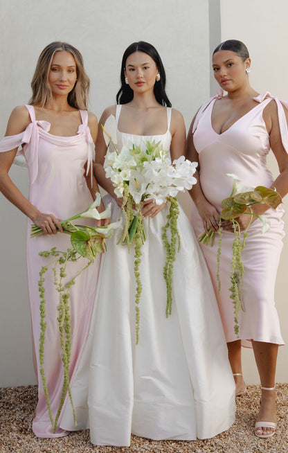 Bella Maxi Dress ~ Powder Pink Luxe Satin