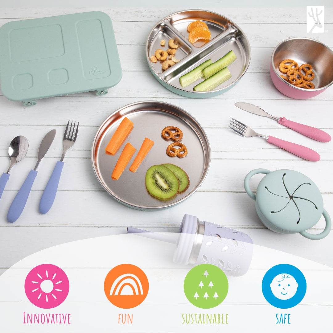 Kids Stainless Steel Spoon + Fork + Knife with Silicone Handle (4 years+) | 6 pieces