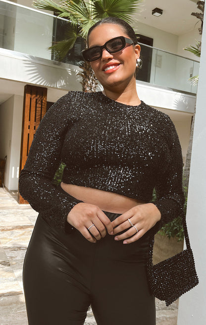 Last Call Top ~ Midnight Glitz Sequins