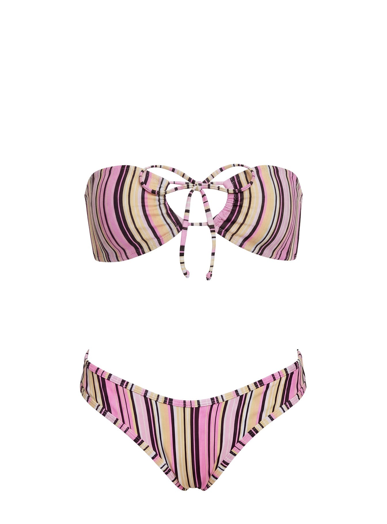 Amiri Contrast High Side Bikini Bottoms Pink / Yellow Stripe