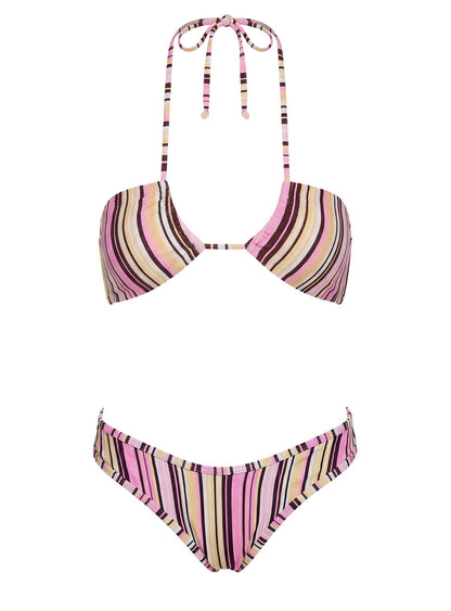 Amiri Contrast High Side Bikini Bottoms Pink / Yellow Stripe