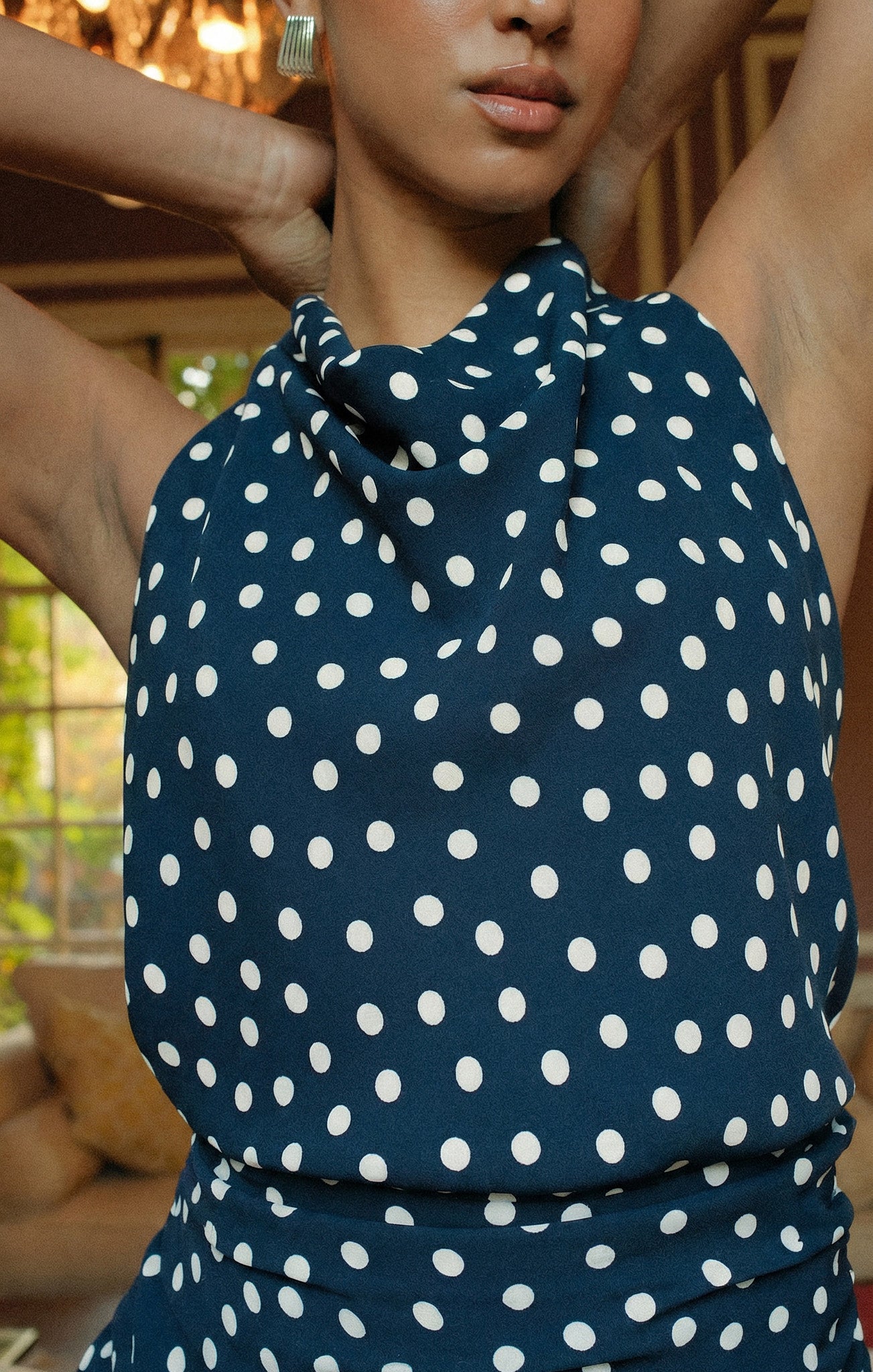 Brynn Mini Dress ~ Navy Polka Dot