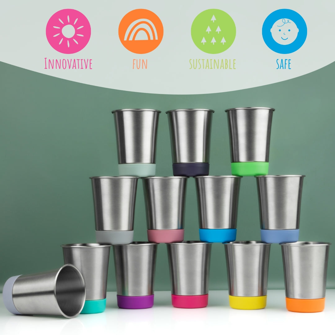 Stainless Steel 12oz Cups (Green/Blue/Yellow/Orange)