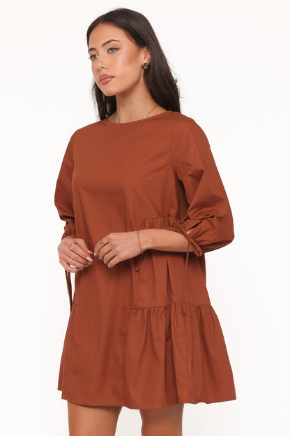 Arthur Long Sleeve Mini Dress - Camel
