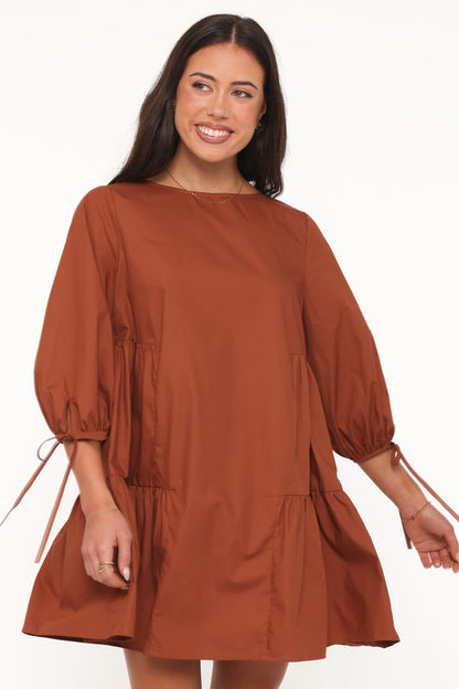 Arthur Long Sleeve Mini Dress - Camel