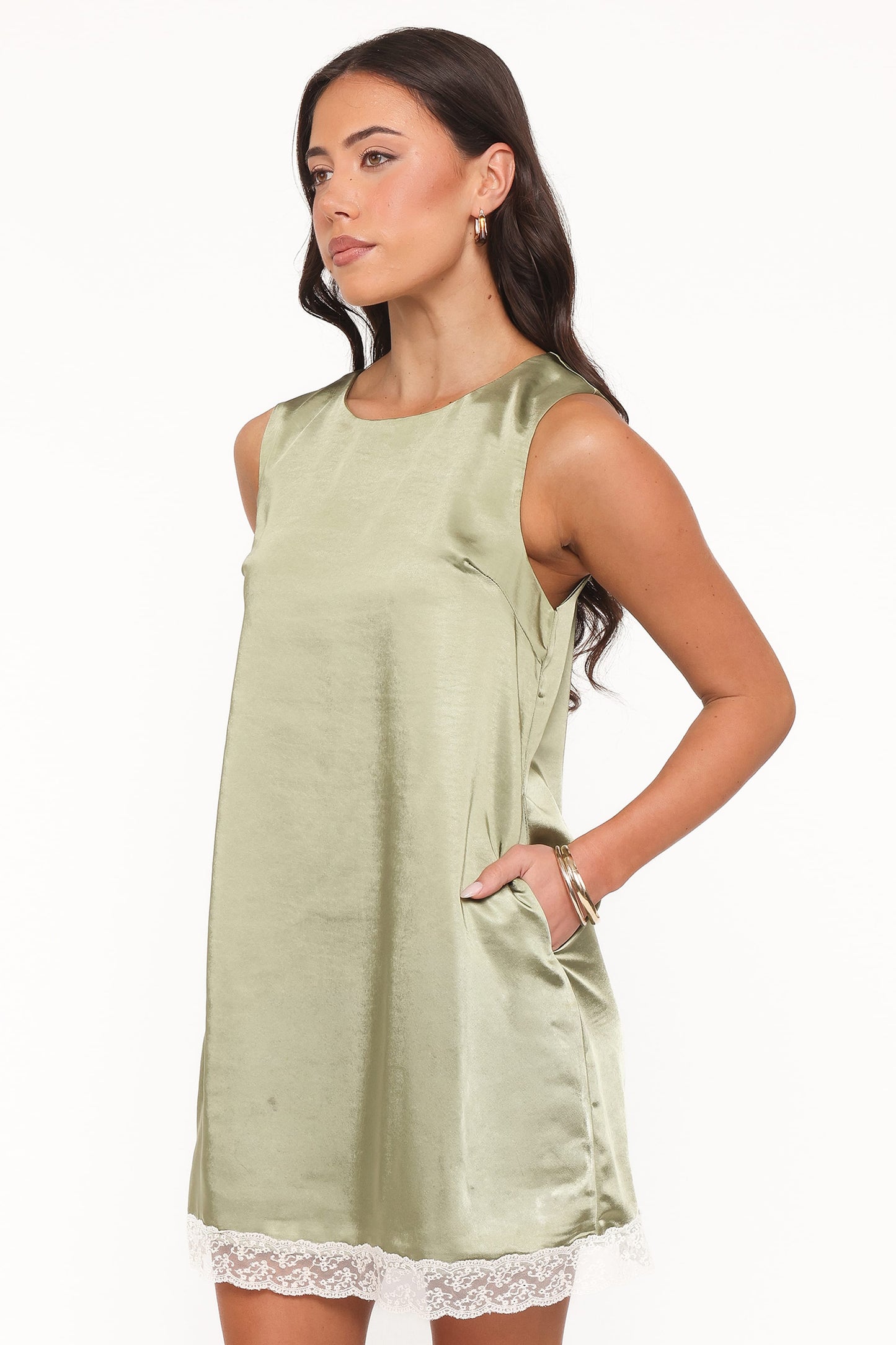 Gretel Mini Dress - Green/Cream