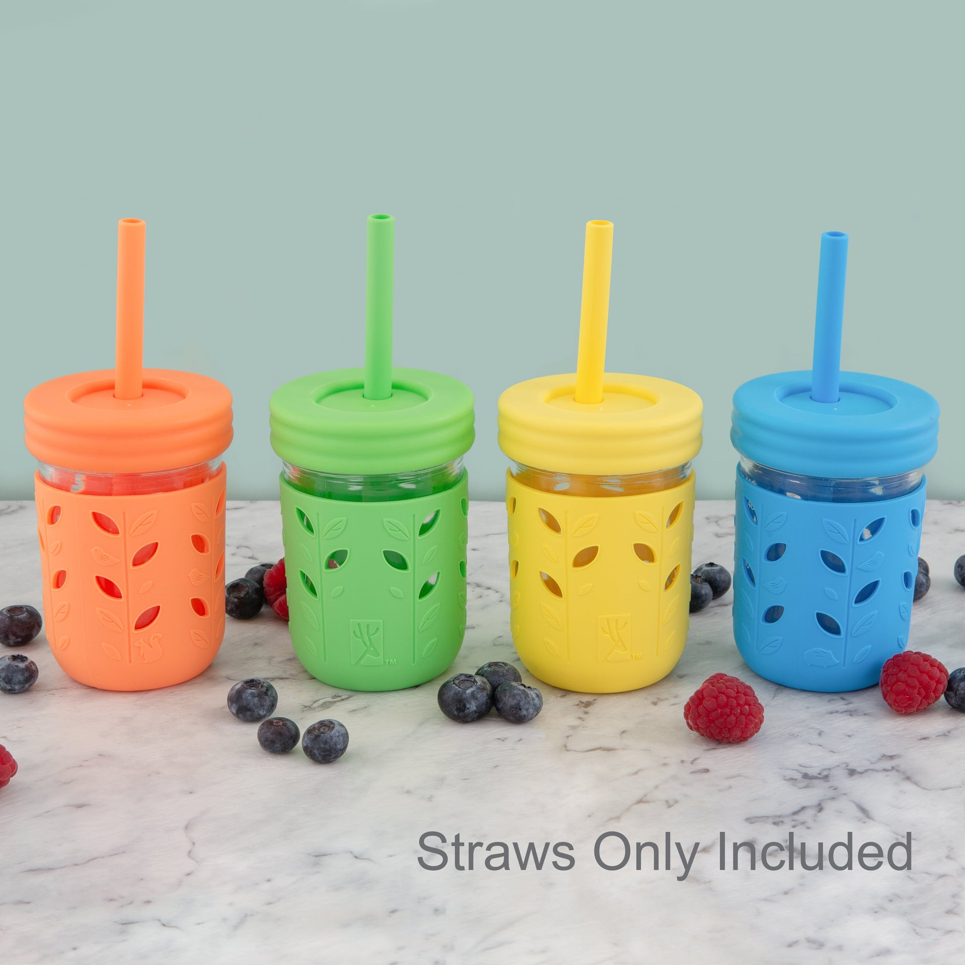 Silicone Straws with Stoppers | 6.29"/16cm Length | 8oz & 10oz Jars | 8 Pack