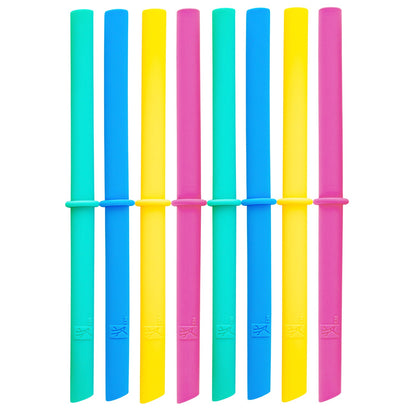 Silicone Straws with Stoppers | 7.9"/20cm Length | 12oz & 16oz Jars | 8 Pack