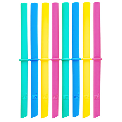 Silicone Straws with Stoppers | 7.9"/20cm Length | 12oz & 16oz Jars | 8 Pack