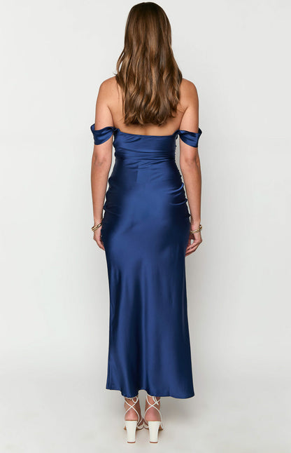 Ella Navy Off Shoulder Formal Maxi Dress