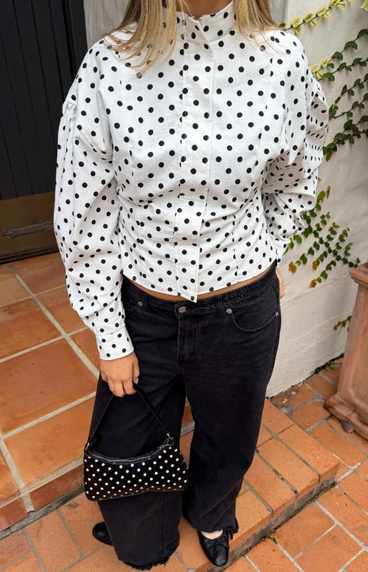 Front Page White Polka Dot Jacket