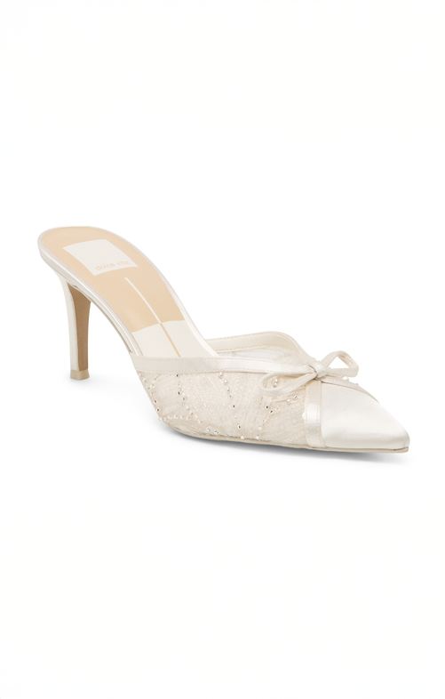 Dolce Vita Emit Heel ~ Soft White Beaded Mesh