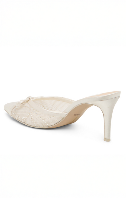 Dolce Vita Emit Heel ~ Soft White Beaded Mesh