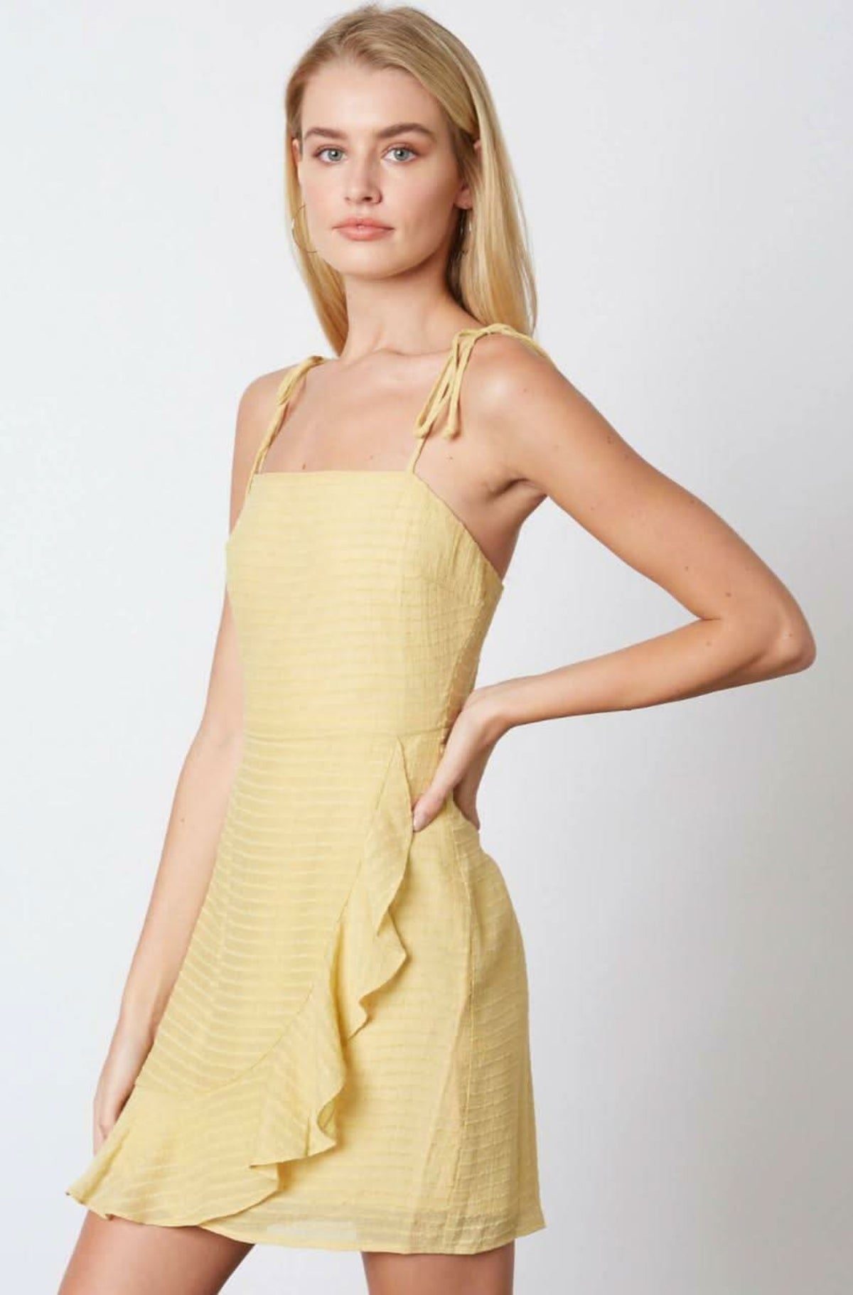 Ellie Yellow Ruffled Cami Mini Dress