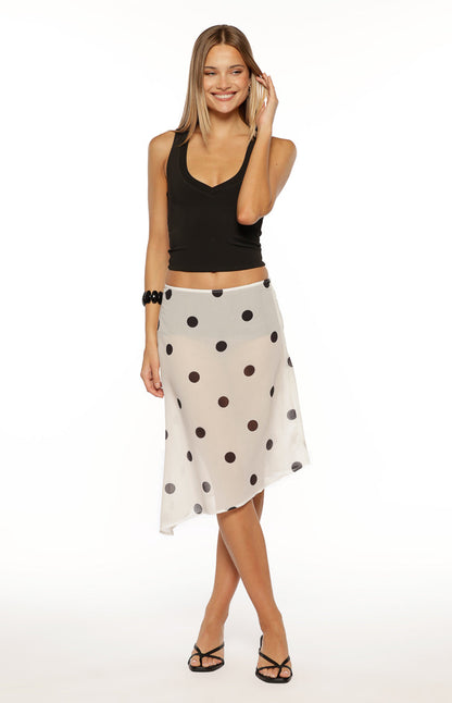 Jordan White Polka Dot Sheer Midi Skirt - PRE ORDER