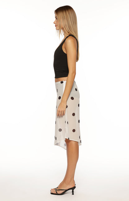 Jordan White Polka Dot Sheer Midi Skirt - PRE ORDER