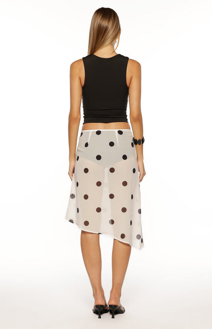 Jordan White Polka Dot Sheer Midi Skirt - PRE ORDER