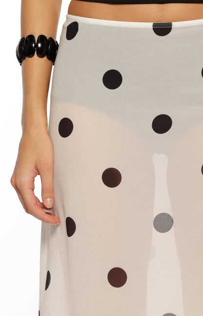 Jordan White Polka Dot Sheer Midi Skirt - PRE ORDER