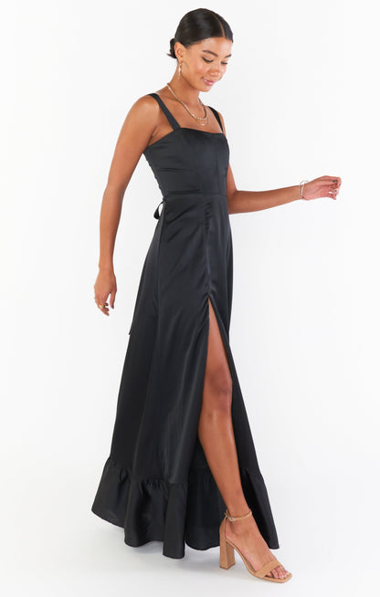 Clarissa Corset Dress ~ Black Luxe Satin