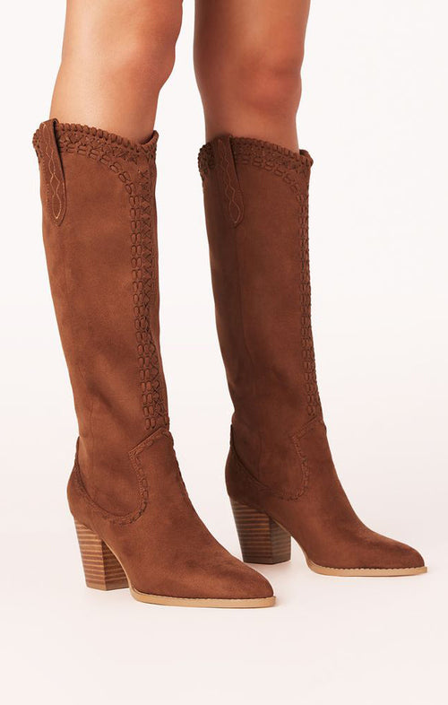 Billini Finley Cowboy Boot ~ Mahogany Suede