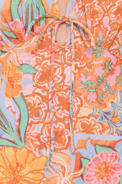 Alkira Maxi Dress - Orange Summer Garden
