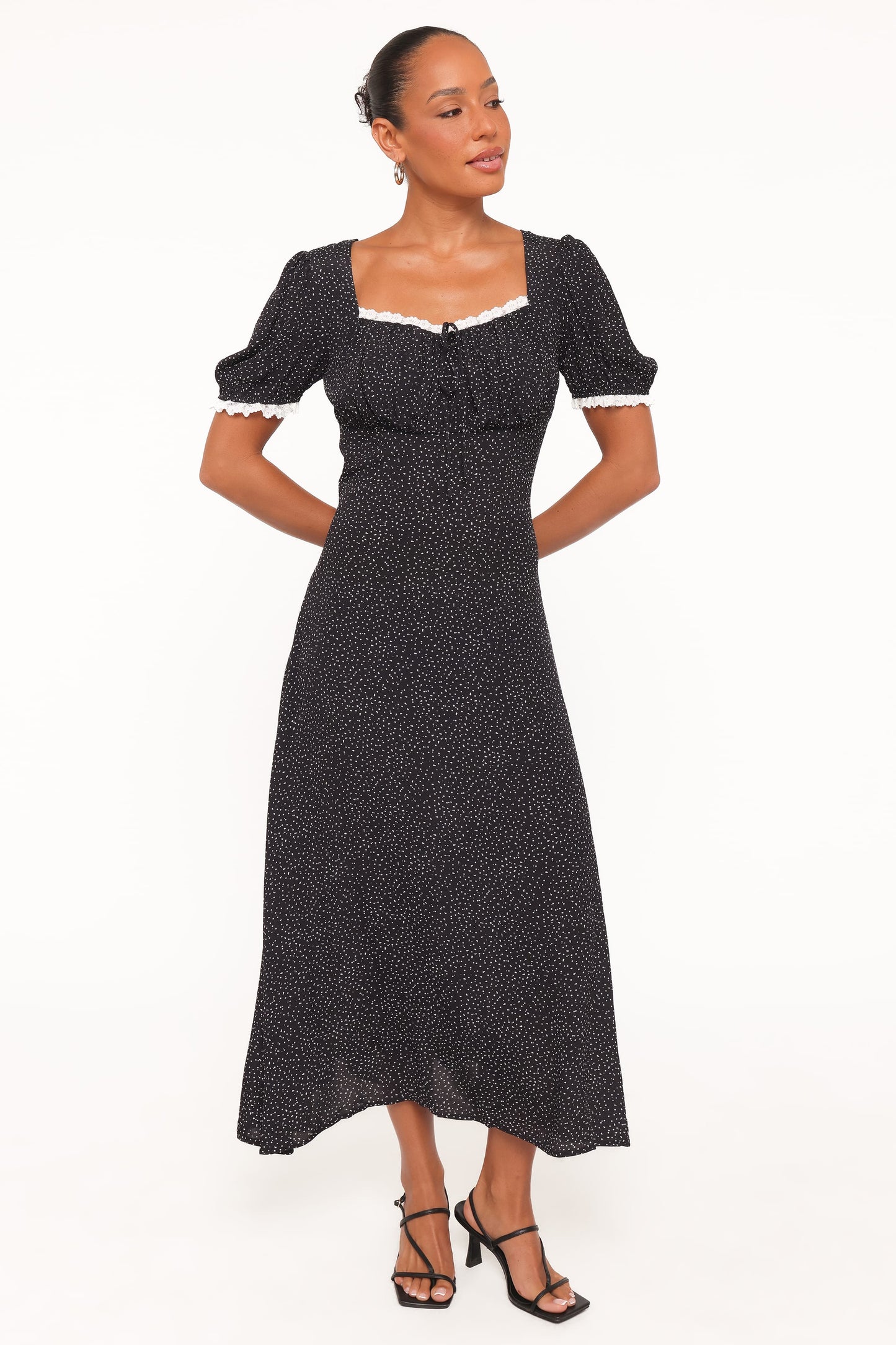 Francine Lace Midi Dress - Black Polka Dot
