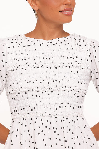 Jaclyn Mini Dress - White Polka Dot