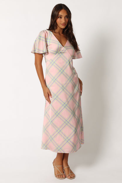 Jess Midi Dress - Pink Check
